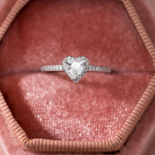 A43551 s925 sterling silver simple sparkling rhinestone heart ring