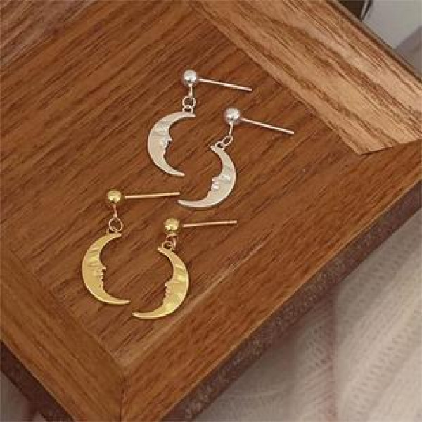 A41294 sterling silver moon stud fashion earrings