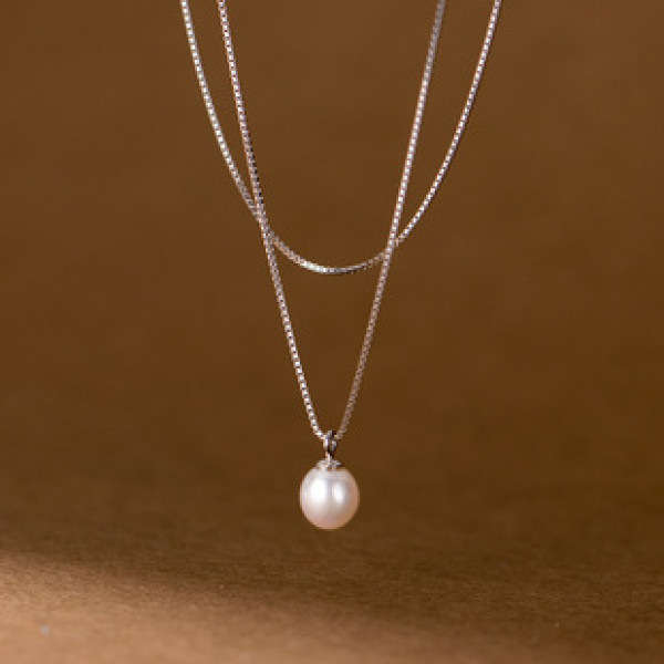 A36745 s925 sterling silver pearl short necklace