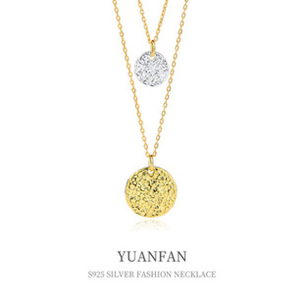 A39706 sterling silver vintage pendant unique fashion double doublelayer layered necklace
