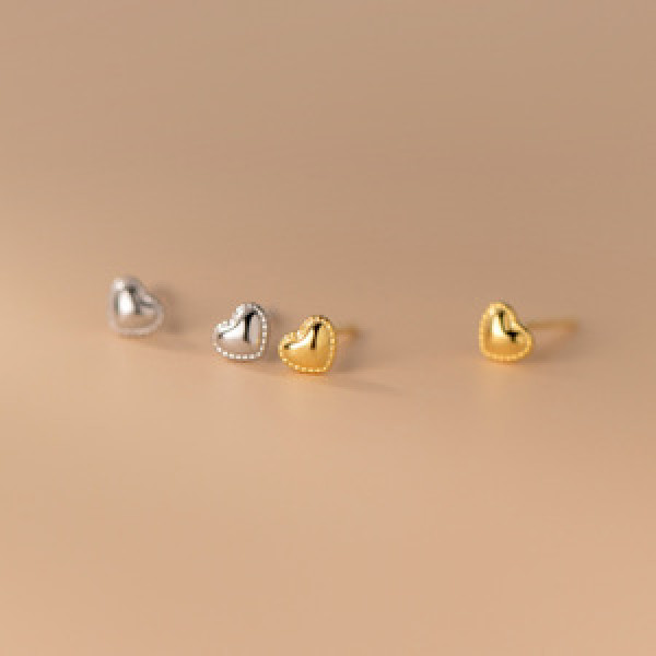 A43486 s925 silver stud simple heart twist cute sweet earrings