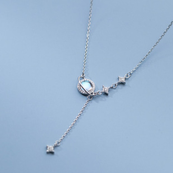 A38767 s925 sterling silver design artificial glass ball dainty necklace