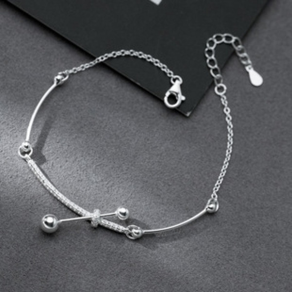 A42531 s925 sterling silver rhinestone charm fashion design bracelet