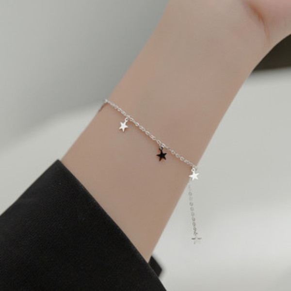 A35185 s925 sterling silver charm sweet star trendy simple bracelet