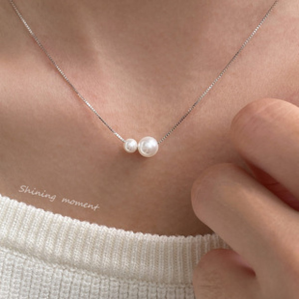 A43260 s925 silver big simple necklace