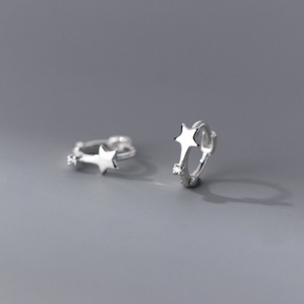 A38044 s925 sterling silver stars rhinestone design elegant earrings