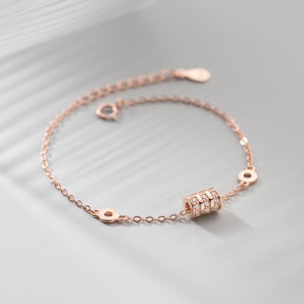 A38355 s925 sterling silver rhinestone charm grade dainty bracelet