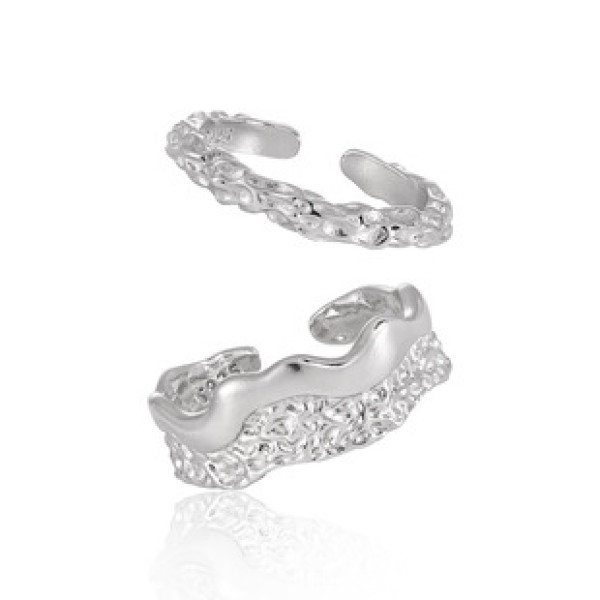 A43352 s925 sterling silver unique doublelayer ring