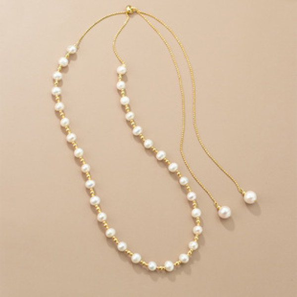 A34498 s925 sterling silver pearl necklace
