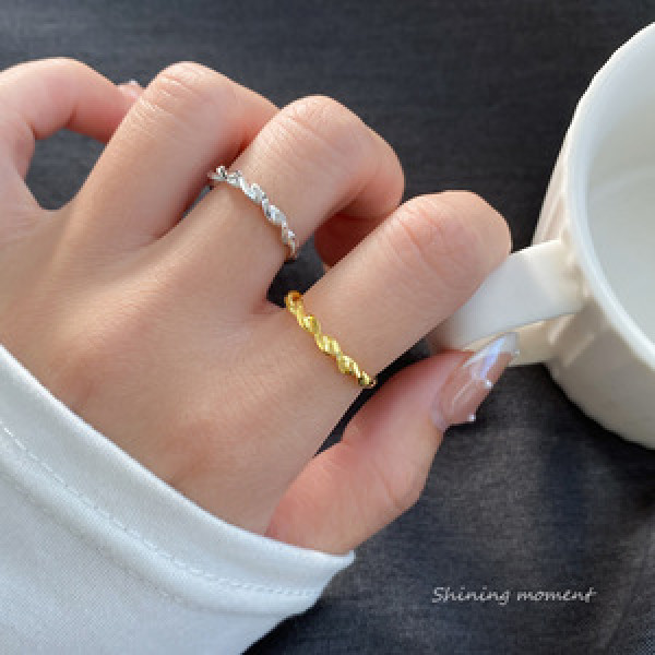 A45313 s925 sterling silver trendy sweet twist ring