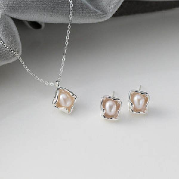 A43499 s925 sterling silver sweet pearl elegant necklace