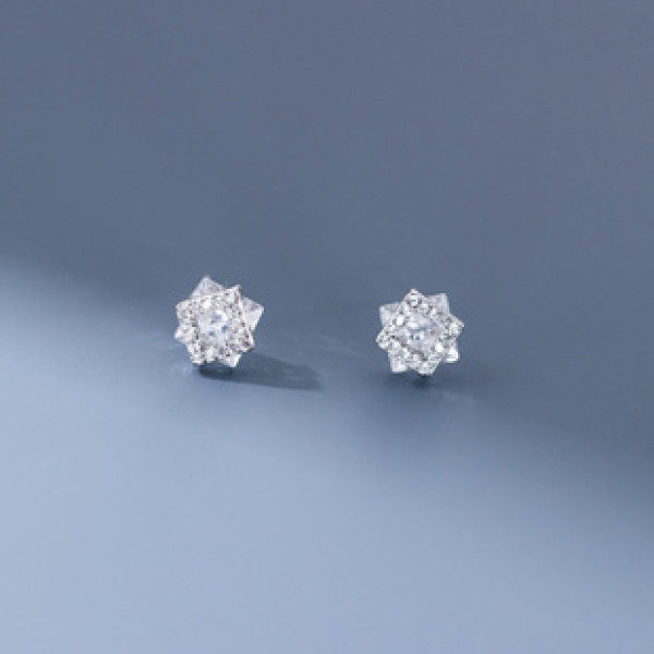 A43330 s925 silver stud geometric square rhinestone fashion earrings