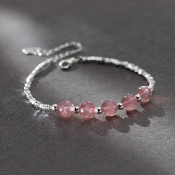 A42503 s925 sterling silver strawberry charm trendy sweet bracelet