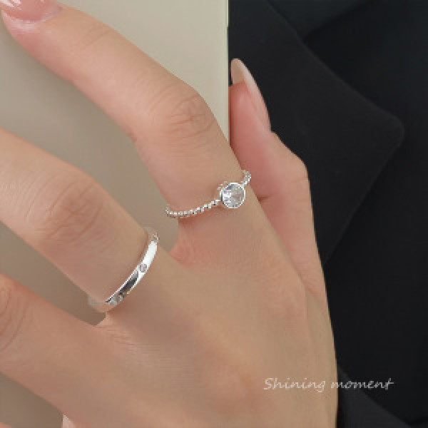 A44434 s925 sterling silver trendy sweet fashion rhinestone bead ring
