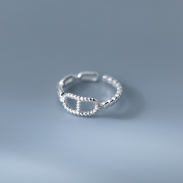A40395 s925 silver chain bar hollowed simple trendy elegant ring