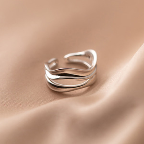 A45330 s925 silver thai vintage multilayer layered bar hollowed unique ring