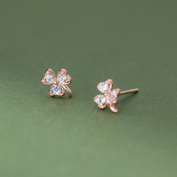 A41678 s925 sterling silver cute rhinestone hollowed stud design elegant earrings