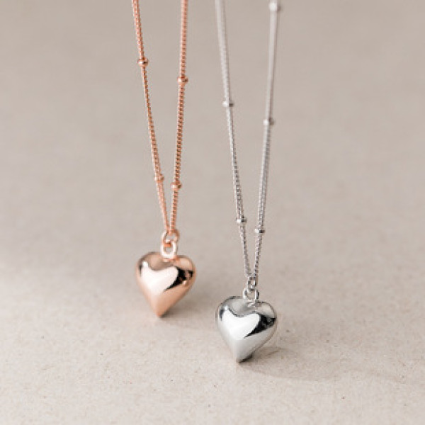 A37848 s925 sterling silver simple heart elegant sweet necklace