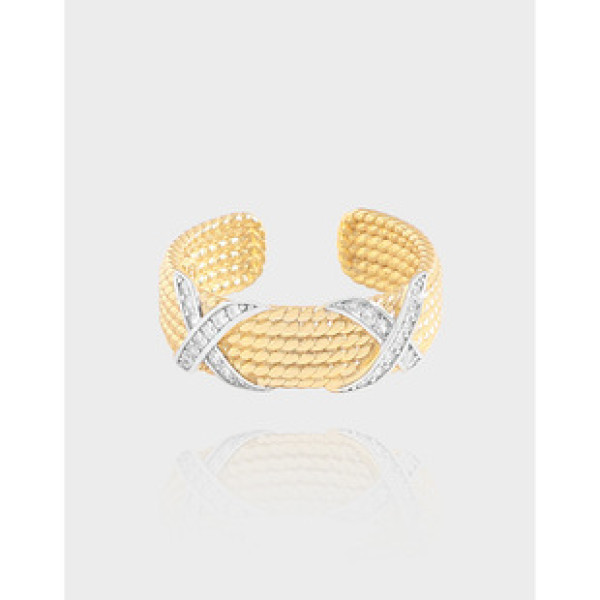 A39397 design double twist cubic zirconia sterling silver s925 ring