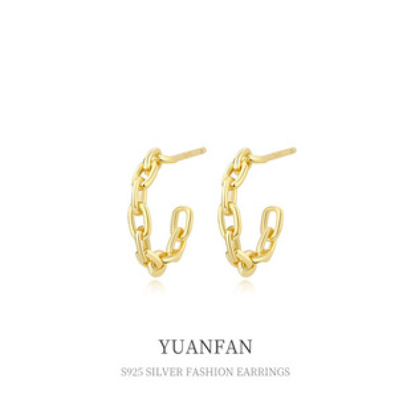A36424 s925 sterling silverC chain earrings