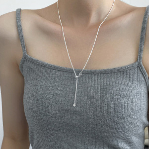 A46311 s925 silver sweet simple heart fringe necklace