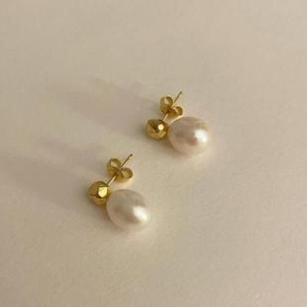 A37153 sweet 925 sterling silver pearl earrings