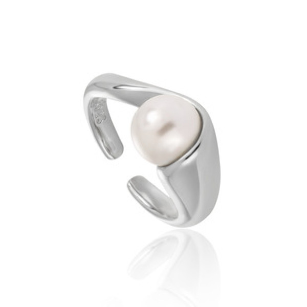 A42376 unique elegant geometric pearl s925 sterling silver ring