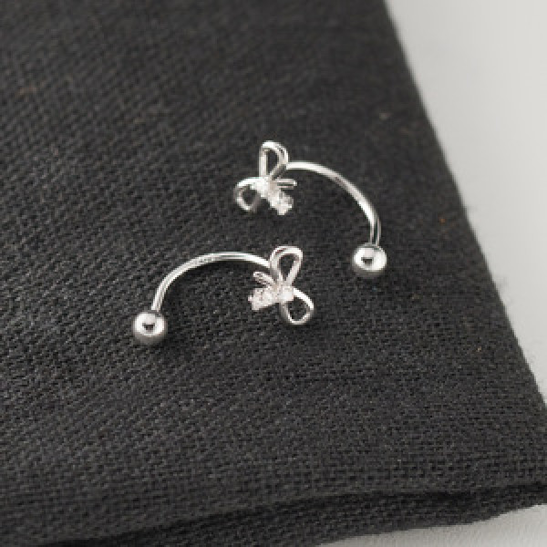 A43567 s925 sterling silver butterfly stud rhinestone simple earrings