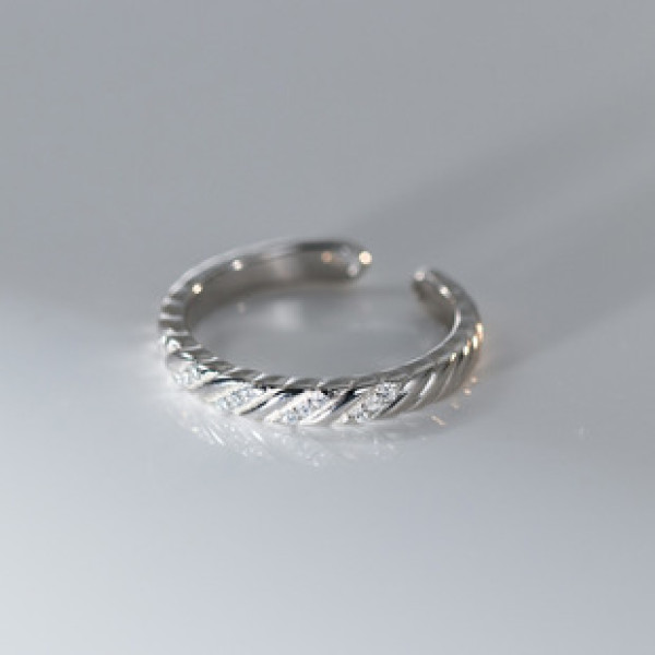 A41554 s925 sterling silver simple rhinestone twist wrap design ring
