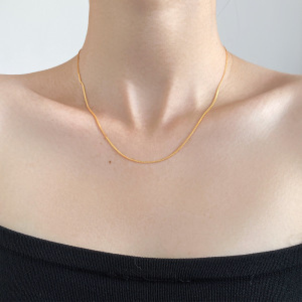 A46323 s925 silver sweet simple chain bar necklace