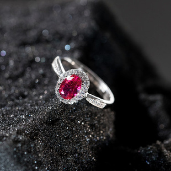 A43448 s925 sterling silver vintage oval rhinestone design ring