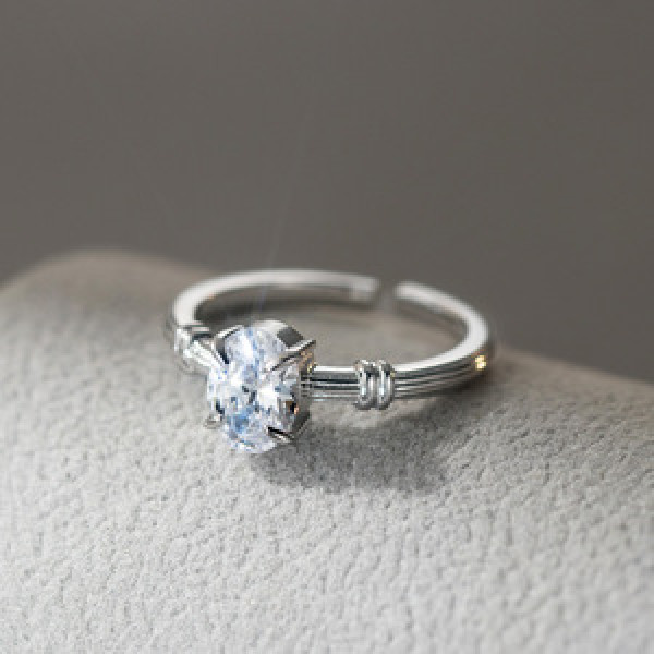 A45650 s925 silver sweet extra bar rope rhinestone oval ring