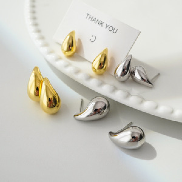A45639 s925 silver simple teardrop stud earrings
