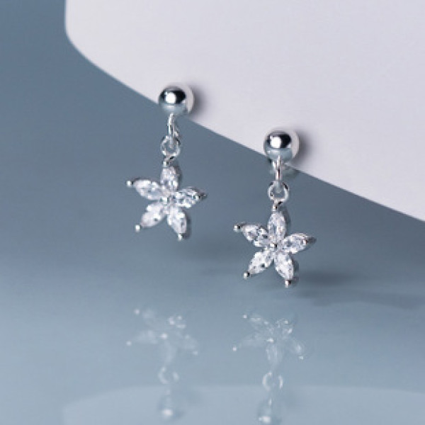 A38120 s925 sterling silver stud simple trendy elegant rhinestone earrings