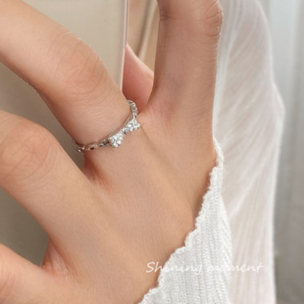 A43195 s925 sterling silver rhinestone butterfly fashion sweet ring