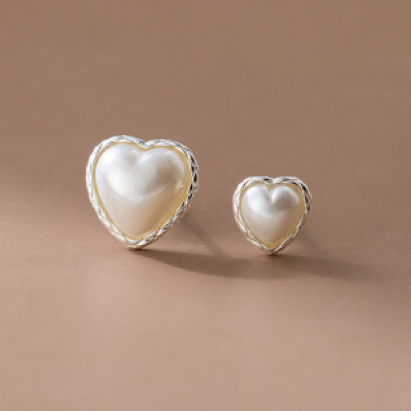 A41067 s925 sterling silver heart twist braided stud trendy elegant earrings