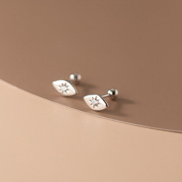 A43468 s925 silver cute rhinestone eye stud earrings