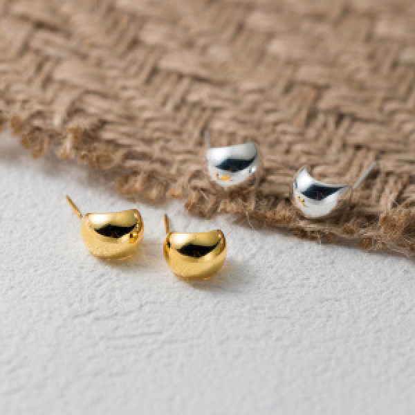 A43818 s925 sterling silver cute beautiful simple gold stud earrings