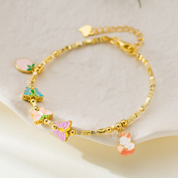 A45570 s925 silver trendy sweet butterfly charm bracelet