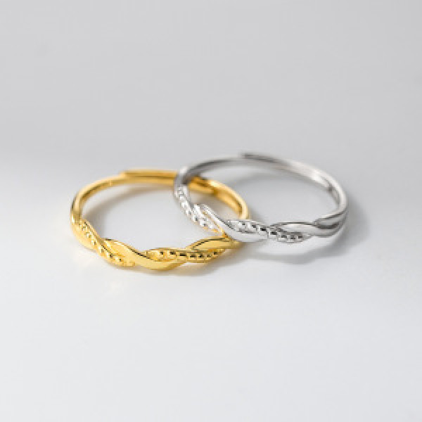 A46259 s925 sterling silver simple weave twist wrap ring