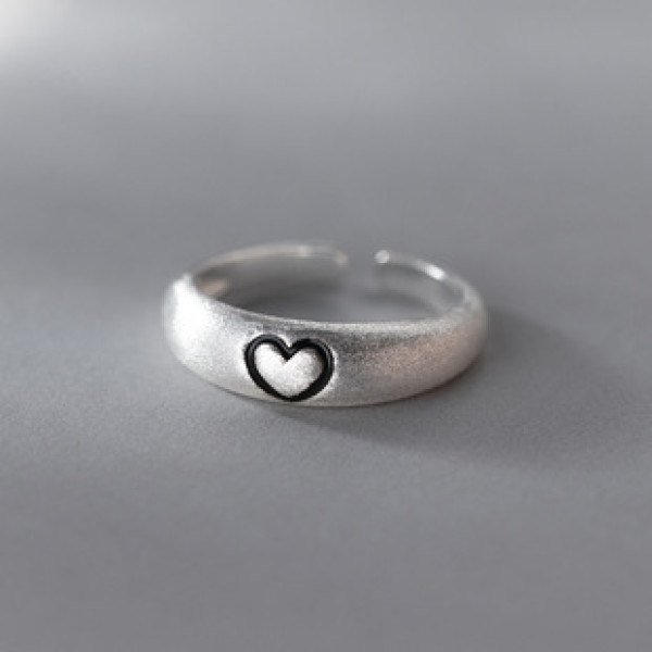 A37534 s925 sterling silver heart adjustable trendy design ring