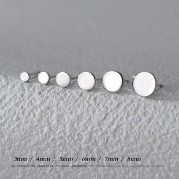 A38341 s925 sterling silver circle stud simple cute piercing earrings