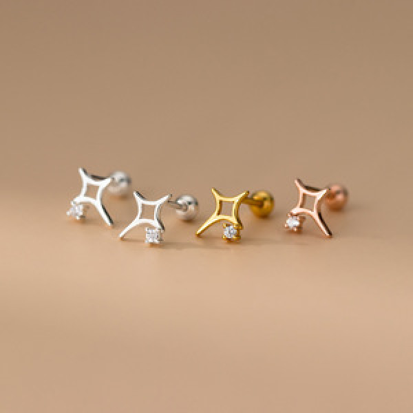 A44386 s925 sterling silver simple hollowed rhinestone stud fashion earrings
