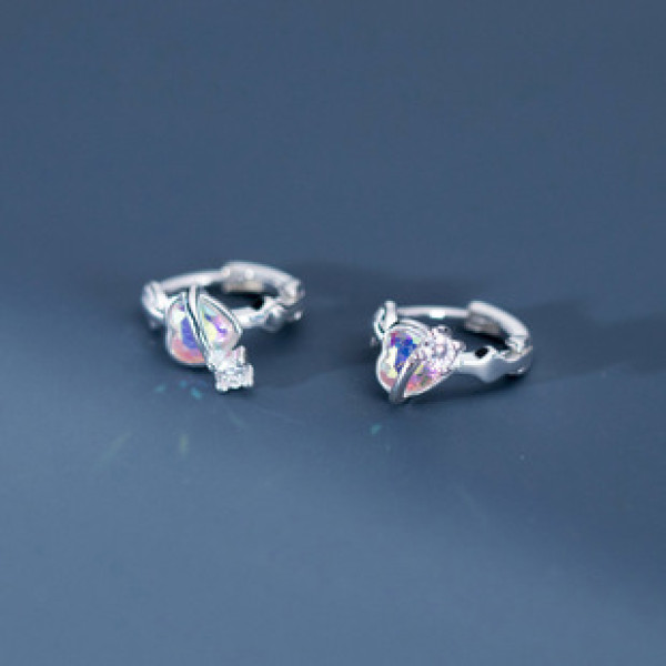 A40130 s925 sterling silver artificial glass heart design sweet earrings