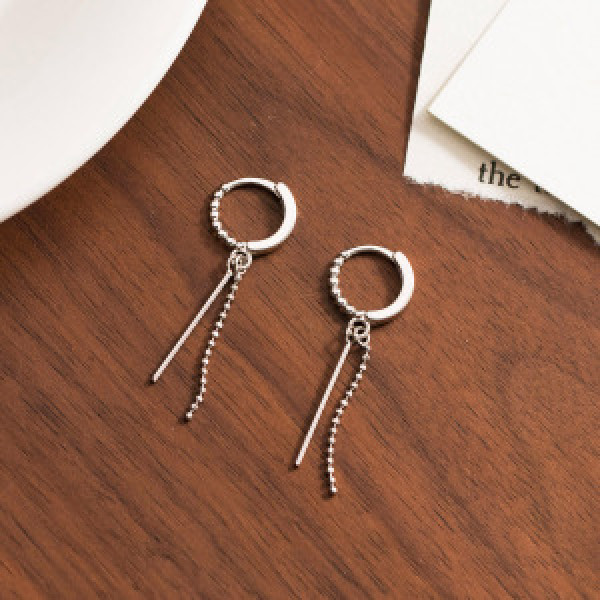 A44584 s925 silver fringe simple elegant earrings