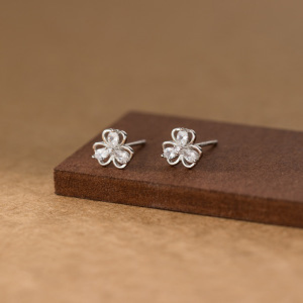 A44499 s925 sterling silver elegant dainty rhinestone stud earrings
