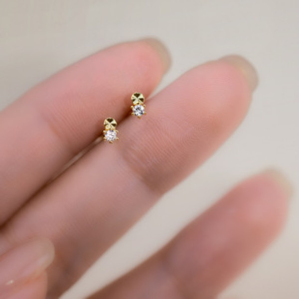 A39240 s925 sterling silver rhinestone stud dainty elegant sweet earrings