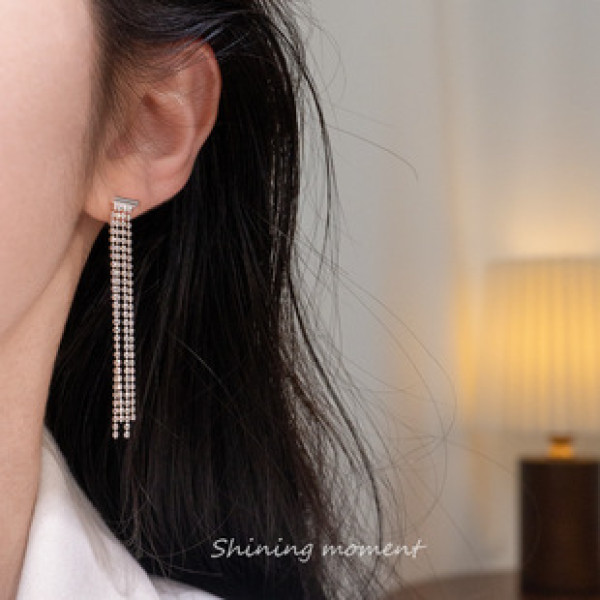 A42893 s925 sterling silver vintage fringe stud grade design earrings