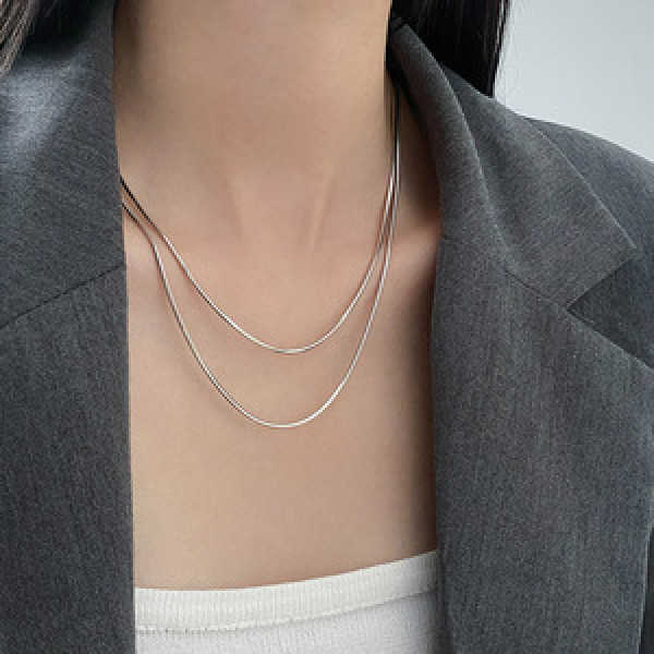 A46142 s925 silver simple necklace