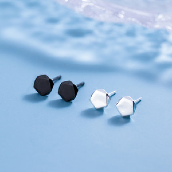 A43582 s925 silver fashion unique simple stud geometric earrings